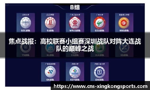 焦点战报：高校联赛小组赛深圳战队对阵大连战队的巅峰之战